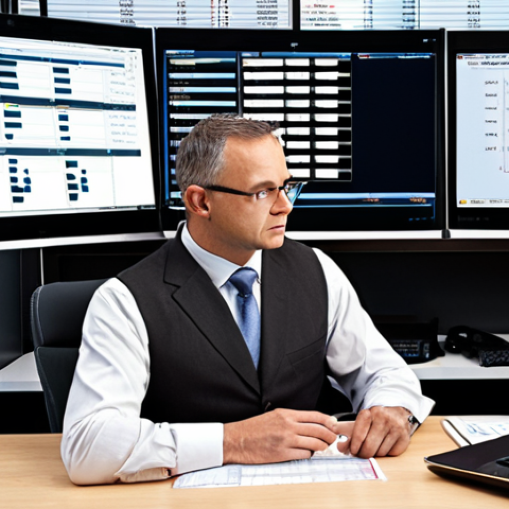 **Prompt 1: The Evolving Tax Advisor - Blending Tradition with Technology**
    A highly professional tax advisor, mid-career (40s), seated at a modern desk. On one side, a traditional stack of physical tax files and a calculator, contrasting with a sleek laptop displaying complex digital dashboards, e-filing interfaces, and subtle AI-generated charts on multiple screens. The advisor is intently focused on the digital displays, with a thoughtful, expert expression, perhaps gesturing towards a screen with an air of efficiency and control. The background is a sophisticated, tech-infused office with soft, modern lighting, hinting at global financial data or digital networks. Emphasize the seamless integration of old and new tools in a dynamic, forward-thinking professional environment.