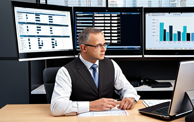 **Prompt 1: The Evolving Tax Advisor - Blending Tradition with Technology**
    A highly professional tax advisor, mid-career (40s), seated at a modern desk. On one side, a traditional stack of physical tax files and a calculator, contrasting with a sleek laptop displaying complex digital dashboards, e-filing interfaces, and subtle AI-generated charts on multiple screens. The advisor is intently focused on the digital displays, with a thoughtful, expert expression, perhaps gesturing towards a screen with an air of efficiency and control. The background is a sophisticated, tech-infused office with soft, modern lighting, hinting at global financial data or digital networks. Emphasize the seamless integration of old and new tools in a dynamic, forward-thinking professional environment.