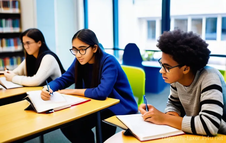 세무사 합격률 분석 - **Prompt:** A diverse group of university students, aged 18-25, diligently studying together in a br...