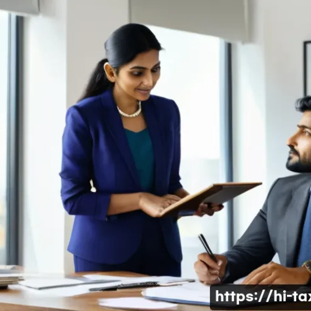 세무사와 기업 재무 구조 분석 - **Prompt:** A professional Indian tax advisor, a woman in her late 30s wearing a modest yet stylish ...