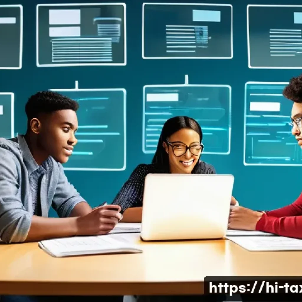 세무사 준비생 커뮤니티 추천 - **Prompt:** A dynamic and engaging digital illustration of a diverse group of young adult students (...