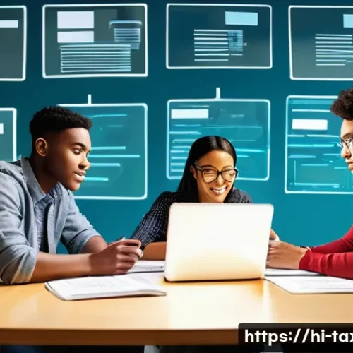 세무사 준비생 커뮤니티 추천 - **Prompt:** A dynamic and engaging digital illustration of a diverse group of young adult students (...