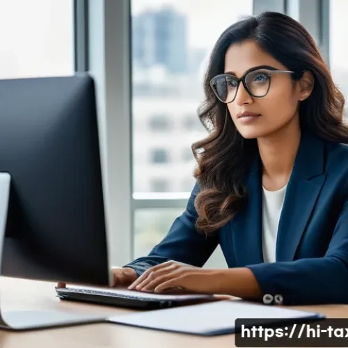 세무사와 해외 투자 세금 신고 - **Prompt 1: Focused Professional in Modern Office**
    A highly detailed, realistic image of a prof...