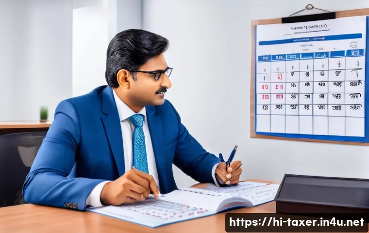 세무사와 세무대리인 업무 - A professional Indian tax consultant in a modern office setting, explaining complex tax rules to a m...