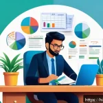 Home 20 세무사와 연말정산 서비스 - A detailed and vibrant digital illustration depicting a Hindi-speaking Indian professional sitting a...