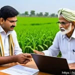 Home 23 세무사와 농지 세금 신고 - A detailed digital illustration of an experienced Indian tax advisor explaining agricultural land ta...